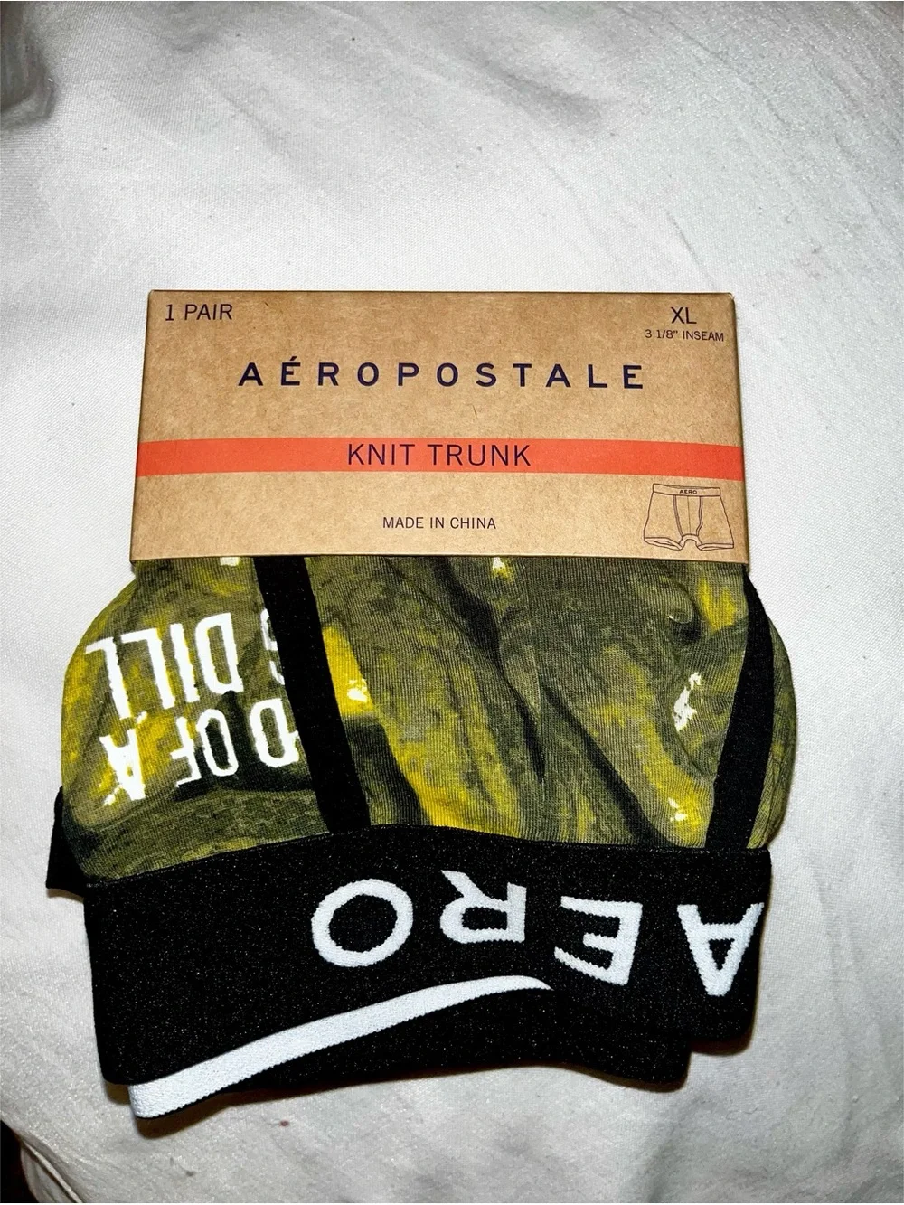 Aeropostale Mens Knit Trunk Underwear XL Big Dill Pickle Novelty Boxer Brief New